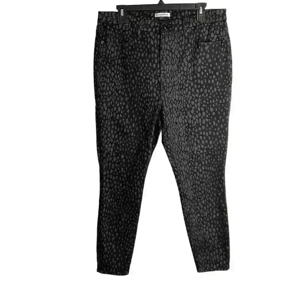 GOOD American Good Legs Crop Black Foil Leopard High Waist Animal Print Size 16 - Picture 2 of 8